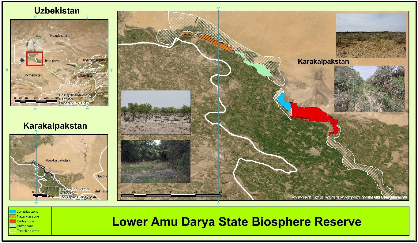 Map of the Lower Amu Darya State Biosphere Reserve